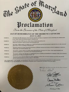 U.S. State of Maryland Declares July 11 as Srebrenica Genocide Remembrance Day 1 MD USA Proclamation Proglas ENG i BIH verrsion FINAL 1 1